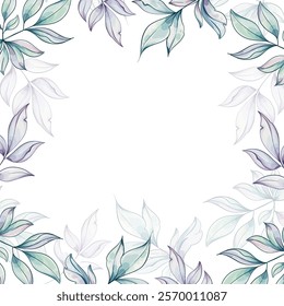 Soft hues of watercolor leaves elegantly surround a blank space, inviting creativity and conveying a sense of calm and connection to nature template, background, frame