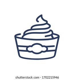 Soft ice cream bowl thin line icon. Refreshment, frozen yogurt, summer, cafe menu isolated outline sign. Food and dessert concept. Vector illustration symbol element for web design and apps