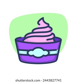 Soft ice cream bowl thin line icon. Refreshment, frozen yogurt, summer, cafe menu. Food and dessert concept. Vector illustration symbol element for web design and apps