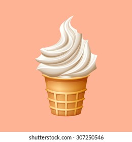 Soft ice cream in cone illustration