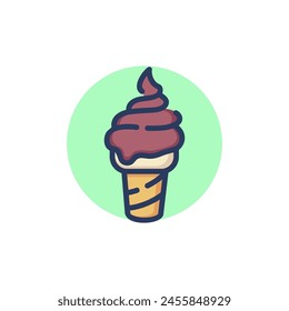 Soft ice cream in cone line icon. Summer, waffle, sweet outline sign. Dessert and food concept. Vector illustration for web design and apps
