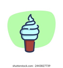 Soft ice cream cone thin line icon. Ice-cream, gelato, waffle, summer sweet snack. Food and dessert concept. Vector illustration symbol element for web design and apps