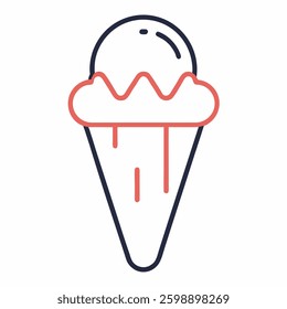 soft ice cream in cone thin line art vector icon