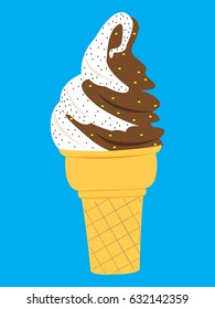 Soft Ice Cream Cone in two flavors, swirled