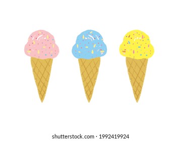 Soft Ice Cream cone vector. Gelato Illustration. sweet drawing.