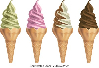 Soft ice cream. Isolated on white background. vector illustration.