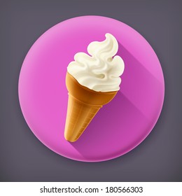 Soft ice cream long shadow vector icon