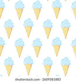 Soft Ice Cream Seamless Pattern. Vector illustrations. Sweet dessert Background