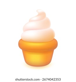 Icono colorido de Vector de helado suave en estilo de renderizado 3D. Dulce postre.