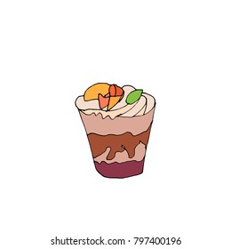 Soft ice cream vector dessert with fruits on white