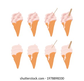Soft ice cream in a waffle cone. Outline vector illustration on a white background.
