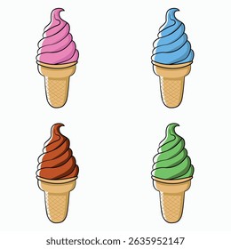 Soft ice cream in a waffle cone. Vector image EPS10