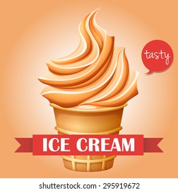 Soft ice cream in waffle cone