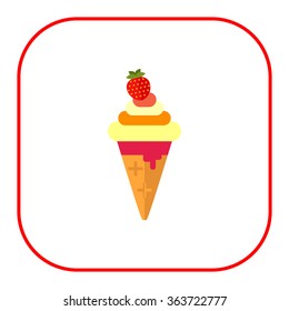 Soft ice cream in waffle cone