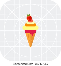 Soft ice cream in waffle cone