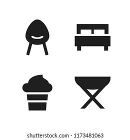 soft icon. 4 soft vector icons set. ice cream, chair and bed icons for web and design about soft theme