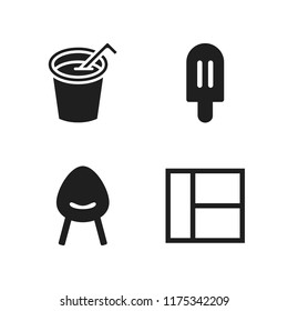 soft icon. 4 soft vector icons set. chair, ice cream and sidebar icons for web and design about soft theme