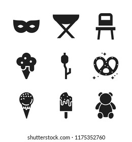 soft icon. 9 soft vector icons set. pretzel, eye mask and teddy bear icons for web and design about soft theme