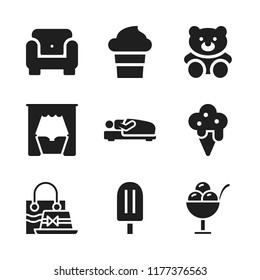 soft icon. 9 soft vector icons set. hat, sleeping and ice cream icons for web and design about soft theme