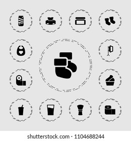 Soft icon. collection of 13 soft filled icons such as baby socks, baby bid, paper towel, drink, baby napkin, cream box, cream. editable soft icons for web and mobile.
