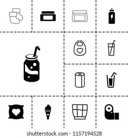Soft icon. collection of 13 soft filled and outline icons such as pillow with heart on it, cream box, paper towel, soda. editable soft icons for web and mobile.