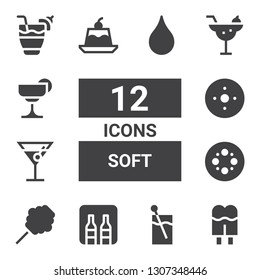 soft icon set. Collection of 12 filled soft icons included Cream, Cocktail, Minibar, Cotton candy, Blur, Jelly