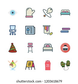 soft icon set. vector set about text lines, office chair, visibility and mittens icons set.