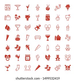 soft icons. Editable 49 soft icons. Included icons such as Yarn ball, Pacifier, Socks, Cream, Cotton, Sock, Cocktail, Bear, Teddy Bear, Ice Cream Cone. soft trendy icons for web.
