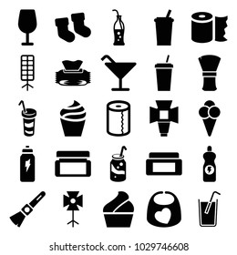 Soft icons. set of 25 editable filled soft icons such as baby socks, cream box, cream, cocktail, paper towel, drink, soda, soda bottle, ice cream, soft box, energetic drink