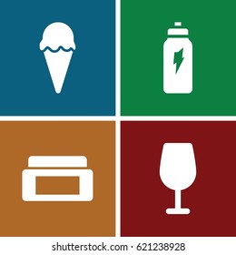 Soft icons set. set of 4 soft filled icons such as cream box, Cocktail, energetic drink