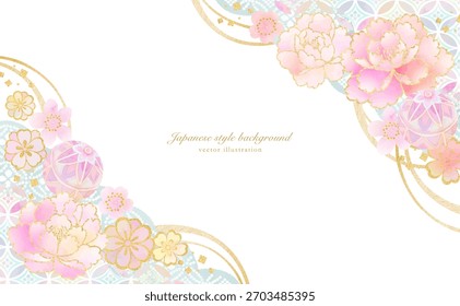 Patrón japonés suave y material de fondo floral