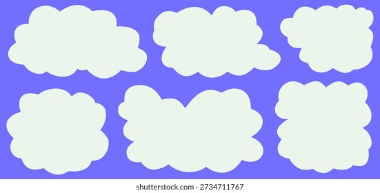Soft label cloud frame with fluffy bubble edges, rounded shape for speech, charming cloud label with fluffy shape style.