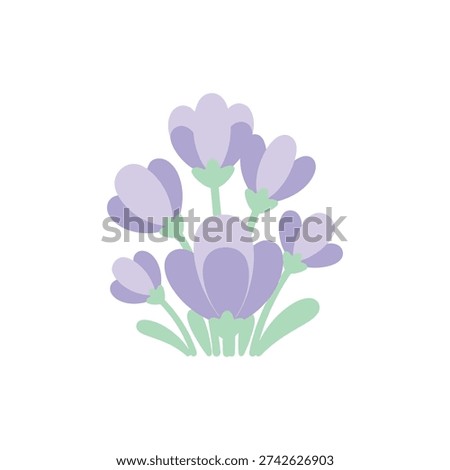Soft Lavender Flowers Rounded Petals Flat Vector Icon