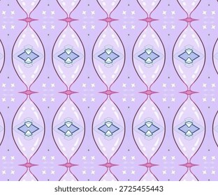 Weiche lavendel nahtlose muster mit symmetrischen formen und verträumt abstrakte formen, minimal pastellfarben hintergrund, dekorative textur, beruhigend design.