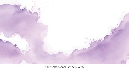 Soft Lavender Watercolor Background with Aquarelle Texture and Hand-Painted Brush Strokes on White Paper for Minimalist Design, Organic Branding, and Creative Template