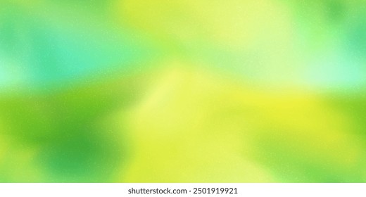 Soft lemon, green and turquoise gradient mesh seamless pattern with noise texture. Abstract summer background with wavy color transition. Vivid sunny vector illustration