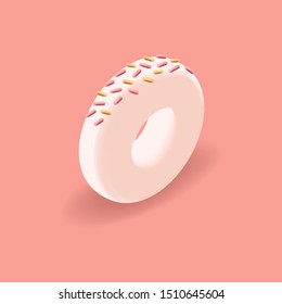 Soft letter O with sweet confetti. 3D sweet alphabet for invitation card. Isometric vector typeface
