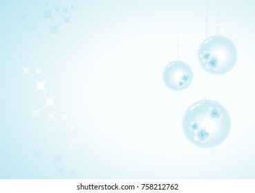 Soft light Blue background with Christmas tree balls. Vector EPS 10 cmyk
