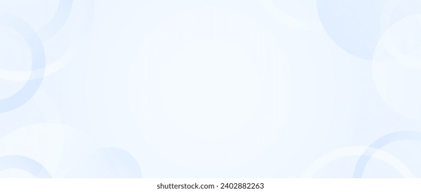 Soft light blue circles background. Abstract floating bubbles and rings wallpaper. Light blur gradient bubble backdrop. Horizontal design template for banner, poster, presentation, brochure. Vector
