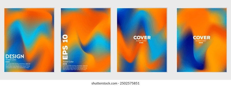 Soft light blue orange and dark blue abstract background cover design. Set nude poster gradient. Abstract light, in eps 10