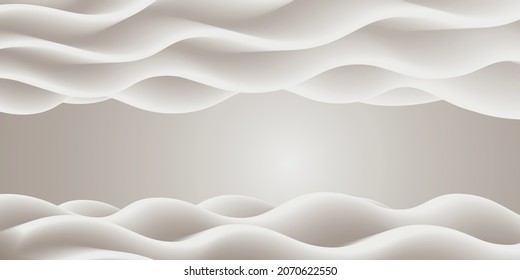 Soft light brown wavy surface. Minimalistic design. Vector 3d illustration. Abstract background. Multi-colored gradient substance. Modern cover template, eps