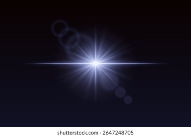 A luz suave estoura com feixes de brilho e anéis de chama sutis. Efeito de brilho central para cenas visuais mágicas ou transições.
