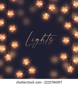 Fondo de garland de luz suave con efecto desdibujado. Luces navideñas.