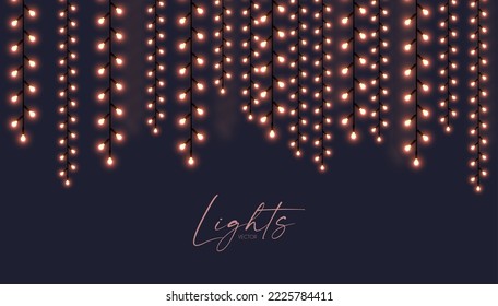 Soft light garland background with blur effect. Christmas lights