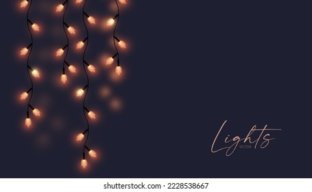 Soft light garland background with blur effect. Christmas lights.