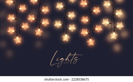 Soft light garland background with blur effect. Christmas lights.