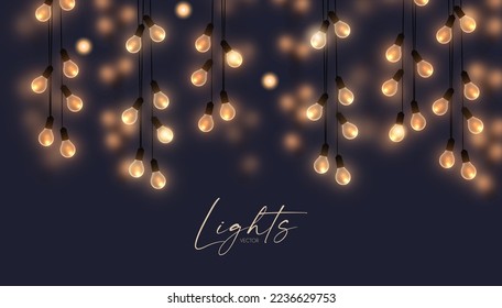 Fondo de garland de luz suave con efecto desdibujado. Luces navideñas.
