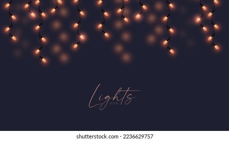 Soft light garland background with blur effect. Christmas lights.