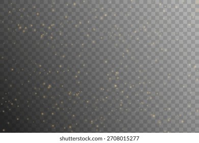 Soft light gold dust particles of various sizes and transparency scattered on a checkered background. Minimalistic design without flares or highlights, featuring delicate golden dust.