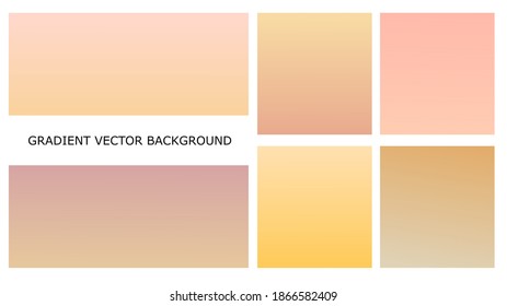 Soft light gradient background set. Pastel beige - yellow color design. Blank smooth sunny warm colors template, minimalist cover gradient design